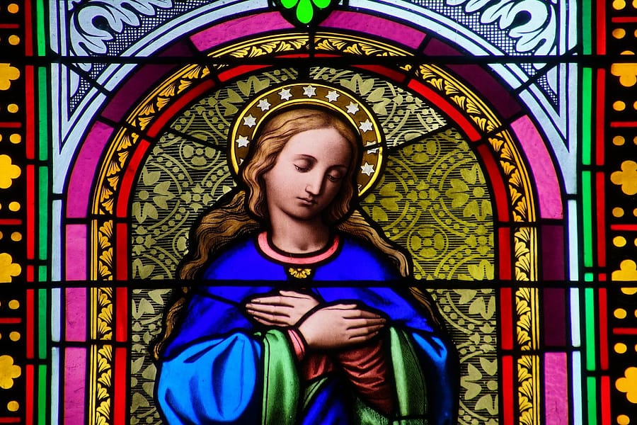 Mary stained glass window