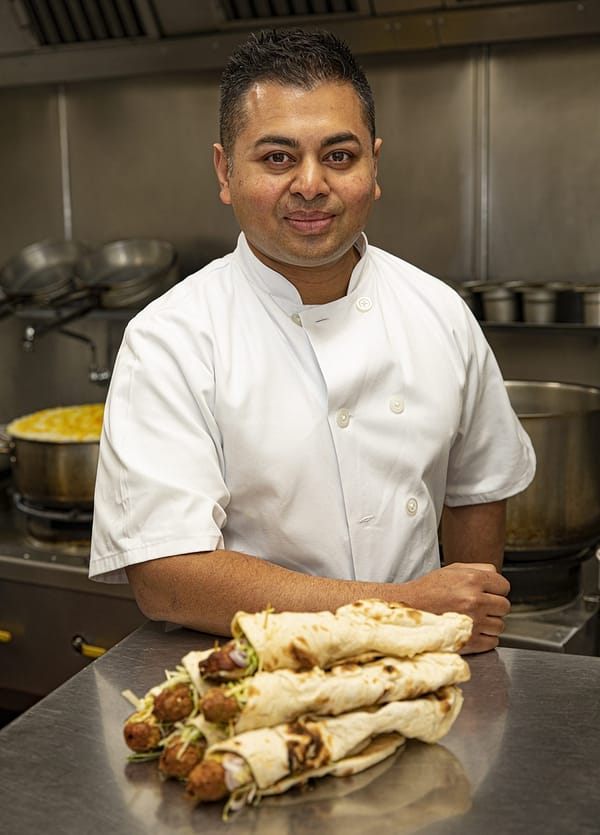 Asad Khan and The 'Number 11' Downing Street Wallpaper kebab.